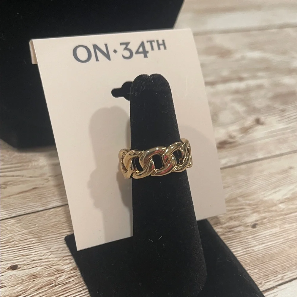 ON 34TH Elegant Gold Chain Ring‎